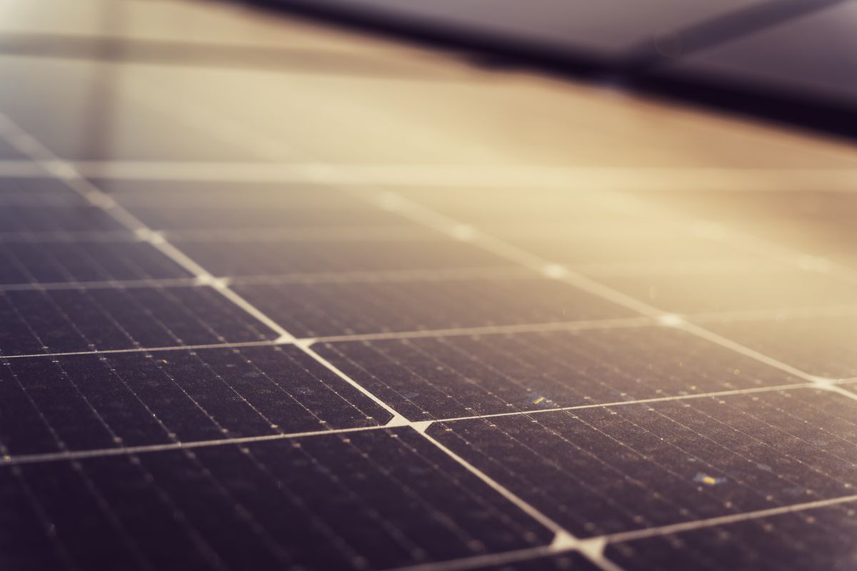 Solar panels capturing sunlight, the photoelectric effect at work