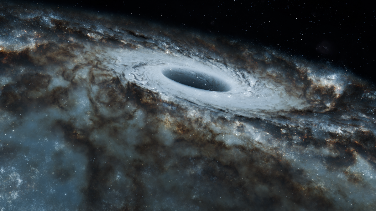 Black hole visualisation showing how gravity warps spacetime and bends the path of light around it