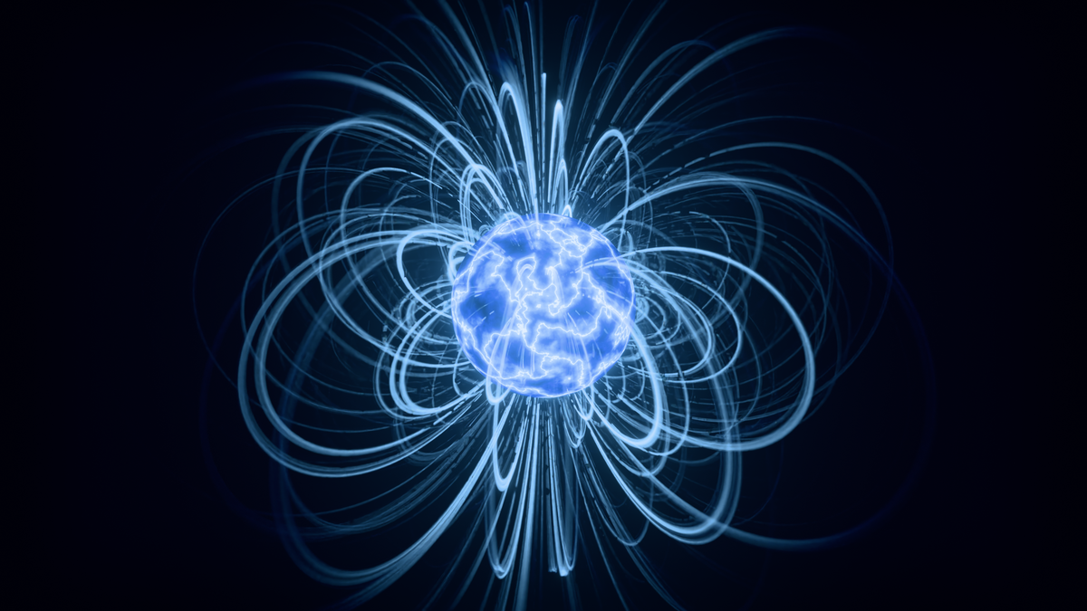 Glowing field lines around a sphere, light as a transverse electromagnetic wave